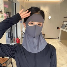 新款防曬無痕臉基尼面罩男女同款護後脖透氣冰絲護頸戶外冰感透氣冰絲全臉護頸款-深灰均碼【獨立包裝】