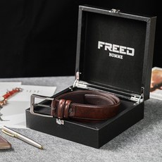 FREED 時尚頭層牛皮皮帶 咖啡色