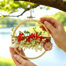 프리저브드 플라워 만들기 자수틀 리스 드라이플라워 diy 키트 공예 재료 시들지않는꽃, 파랑계열