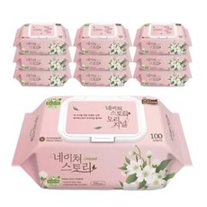 네이처스토리 포트마리골드꽃 추출물 부드러운 엠보싱 원단 아기물티슈캡형 100매 10팩, 50g, 10박스