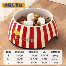 寵物用品密胺狗盆狗食盆防打翻大口徑飯盆水碗中大型犬慢食碗狗碗, 1個, 德羅紅薯條:S-小型