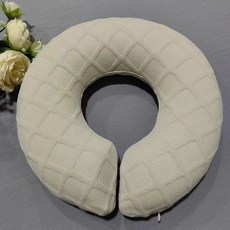 美容院專用記憶棉趴枕，U型臉枕胸枕，按摩SPA床頭洞墊枕，舒適透氣, 斜格卡其色, 1個