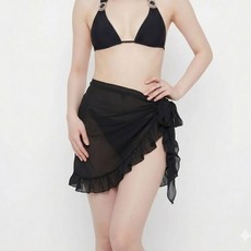 하늬바람 쉬폰 비치 랩 스커트 치미 비키니 커버업 수영복 프릴 해변룩 시스루 여름 바캉스 휴양지룩