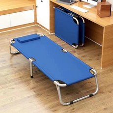 【椿嶼】可折疊床單人床家用午睡辦公室午休雙人床簡易床出租房便攜硬闆床, 加固靜音【圓管】藍布60寬