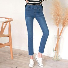 제로시아 여성용 라인커버 밴딩 청바지 슬림핏 일자핏 스판 데님 팬츠