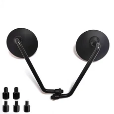 오토바이 백미러 레트로 ABS 7/8인치 핸들바 8/10MM 원형 베스파 50 125 LX PX GT60 야마하 XMAX 범용, 08 black long rod