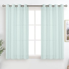 BGment Linen Look 침실용 세미 시어 커튼 그로밋 빛 필터링 캐주얼 텍스처 프라이버시 커튼 거실용 패널 2개 (각 106.7 x 114.3cm(42 x 45인치, 연한 녹색