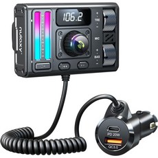 눌락시 블루투스 5.3 차량 어댑터 에어벤트 설치 및 DSP 노이즈 캔슬레이션 QC3.0 타입C PD 충전기 무선 FM 라디오 송신기 베이스 트레블 부스트 지원, Black