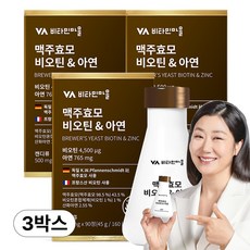 비타민마을 와이즈 맥주효모 비오틴 앤 아연, 90정, 3개
