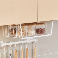 [플러스리빙] 싱크대 선반 걸이 씽크대 정리대 상부장 거치대 키친타올 건조대 보조 스테인리스 도어 공간 활용 길이조절 걸이형 화이트, 1개