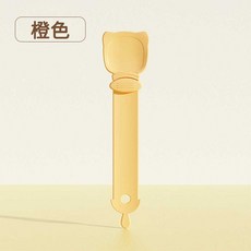 可愛貓咪造型寵物餵食輔助器，長柄設計，精準刻度，安全無毒材質，方便清潔, 橙色, 1個