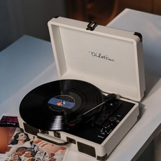 턴테이블블루투스스피커 LP 플레이어 빈티지 턴테이블 감성 레코드판 블루투스 스피커 인테리어, 기본 스타일: 크리미 화이트, 단일 모델