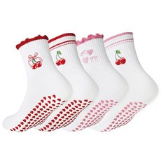 Ripmutter 여성용 필라테스 그립 양말 4쌍 귀여운 러플 요가 양말 러브 하트가 있는 미끄럼 방지 바레 운동 및 병원용 입자 171585, Ripmutter 여성용 필라테스 그립 양말 4쌍, 귀