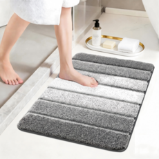 FloorHug 욕실 발매트 미끄럼방지 강력흡수 포근포근 극세사 빨아쓰는 매트, 연그레이
