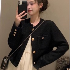 투니스 여성 단색 숏 긴소매 재킷