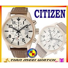 CITIZEN 星辰 AN3623-02A 皮帶三眼計時石英錶