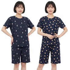 3355shop (2세트) 쿨빙 반팔 잠옷 세트 남녀공용 여름 아이스 냉감 빅사이즈 파자마 홈웨어 상하의 세트 1+1
