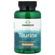 Swanson Taurine 500mg Capsules 스완슨 타우린 500mg 캡슐, 1개, 100정