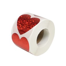 디어플레이스 홀로그램 반짝이 롤스티커 500매, 1개, 01 스파클 레드 3.8cm_하트