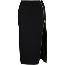 파투 장식 지퍼 미디 스커트