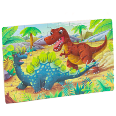 卡通拼圖 兒童益智玩具 趣味拼圖 鐵盒裝, 【60片】恐龍, 1個, 60片
