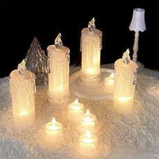 LED 양초 캔들 가짜 초 전기초 프러포즈 장례식 추모용 웨딩 실내 장식소품, 11.미니 양초 4개 (배터리)