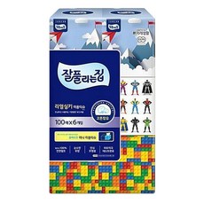 잘풀리는집 리얼실키 미니 각티슈 100매 x 6개 정사각티슈 천연펄프 미용티슈