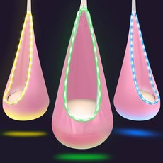 해먹형 그네 스윙 감각통합 의자 LED 조명 해먹 체육 보조 놀이방 작업 유아체육 80kg 실외 유아 실내, 핑크