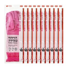롯데이라이프 고무장갑, 핑크, 특대(XL), 10개