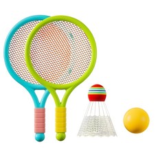 彩色頭羽毛球組 戶外運動玩具 穩定飛行 休閒娛樂適用 多色可選, 加大網藍綠, 1套