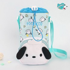 포차코 얼굴 패턴 앞포켓 물병파우치 크로스, 1개, 민트