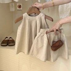 구빠방 여아 베이직 플레어 민소매 반바지 투피스