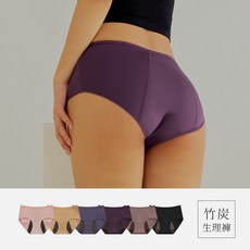 VINACLOSET 竹炭中高腰滑面生理褲 加長防漏 易清洗 粉色M碼, 粉