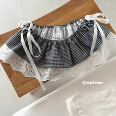 復古格子下擺裝飾裙簾 壓褶荷葉邊設計 搭配蕾絲花邊 簡約時尚百搭, 1個, 單藍色格子屁簾,均碼