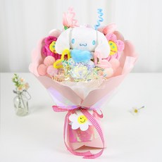 산리오 러블리 인형꽃다발+쇼핑백 세트 졸업식꽃다발, 1개, 시나모롤 핑크