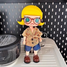 팝마트 몰리 지거 인형옷 인형 의류 피규어 20~22cm크기 BJD 인형 의상, 트렌치코트 4피스 세트(상의+팬츠+안경+신발)-인형불포