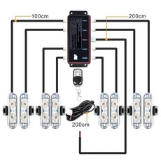 無線遙控 16LED一拖八LED汽車中網爆閃燈警示燈格柵夾子燈8*2led, 1個, 藍色