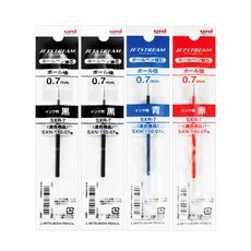 더주니 유니 제트스트림 볼펜 리필 0.7mm 단색 전용 리필심 SXR-7, 1개, 0.7 4개 세트 (블랙2+블루1+레드1)