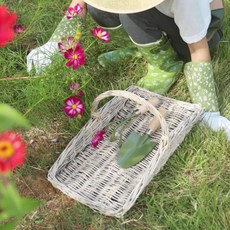 그레이 플라워 앤 허브 트러그 바스켓, 라탄 플라워 바스켓 씨디 BK056, 단품, 1개