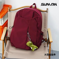 백팩 책가방 대학생 가방 배낭 블랙(펜던트 여행 없음) 대용량, B. 빨간색  큰 공룡 펜던트