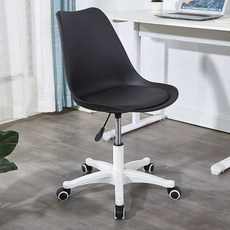 회의용 의자 바퀴달린 공부 학생 등받이 컴퓨터 사무실, 팔걸이 없음, 튤립 블랙+블랙 쿠션