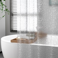 淋浴簾 浴室透明磨砂擋水簾, 1個, 3D水立方,單簾：簾寬120*高180送掛鉤