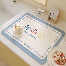 日日好事 瀝水墊 廚房吸水碗盤瀝水軟墊, 硅藻土－餐盤瀝水墊【B】笑嫣－１個, 1個