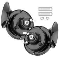 자동차스피커 호환 자동차 달팽이 전기 에어혼 해양 보트 시끄러운 경보 키트 오토바이 듀얼 톤 자동차 경적 시끄러운 신호 12V 24V, Black, 1개