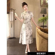 改良旗袍系列 2024新款奧黛旗袍禮服 改良式旗袍 年輕款少女茶服 新中式日常 緊身顯瘦 尾牙聚會