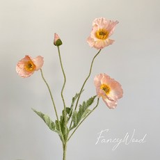 FancyWood 虞美人仿真花 居家裝飾 拍照道具, 珊瑚色 / 1支