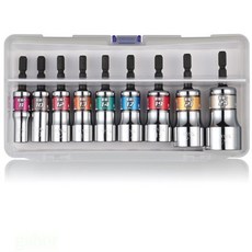 日本製 VESSEL 擺頭 15度套筒9支組 WSA209PS 首振系列 六角柄 深孔套筒 套筒 8mm-24mm, 1個