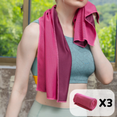 더모은 3초 흡수 쾌속 건조 스포츠타올, 로즈핑크, 3개