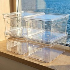 루비코코 뚜껑 다용도 수납 바구니 팬트리 정리함, 4개, 투명