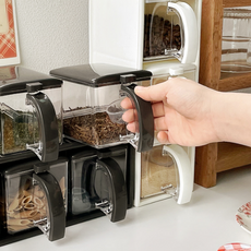 고급 자카 사각 양념통 세트 600ml 3구 6구 대용량 조미료케이스 수납 주방용품, 크림화이트3P세트, 1개